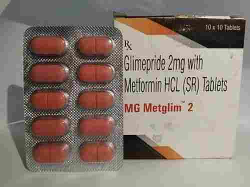 Easy To Take Glimepride 2mg With Metformin HCL SR MG Metglim Tablets (10x10 Tablets)