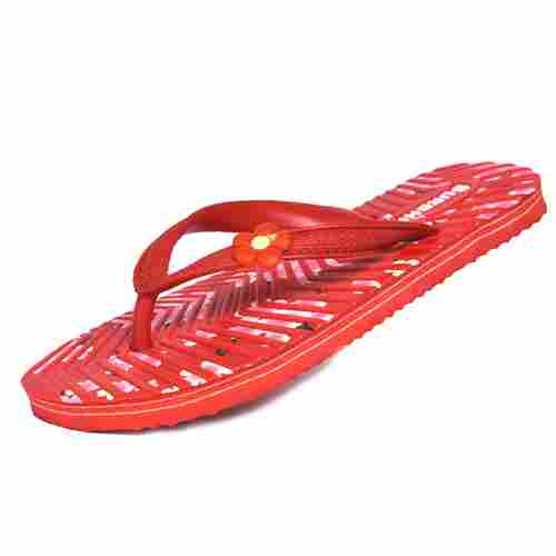 Ladies 4-8 Size EVA Rubber Non-Slip Flip Flops Slipper (Hawai Chappal), Red