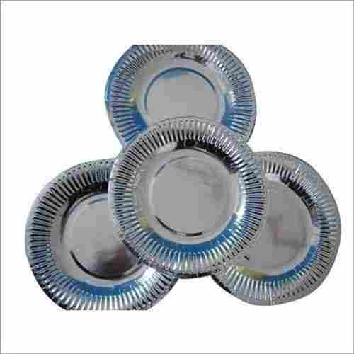 Easy To Hold Eco Friendly Round Shape Silver Foil Disposable Paper Plates