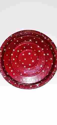 Ready to Use Star Printed Red Medium Round Disposable Paper Plate
