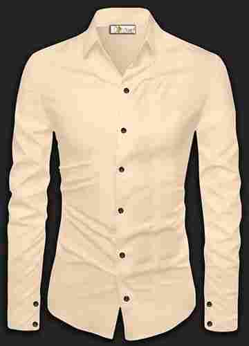 Creme Color Cotton Formal Shirt Full Sleeves Style Button Closure For Men