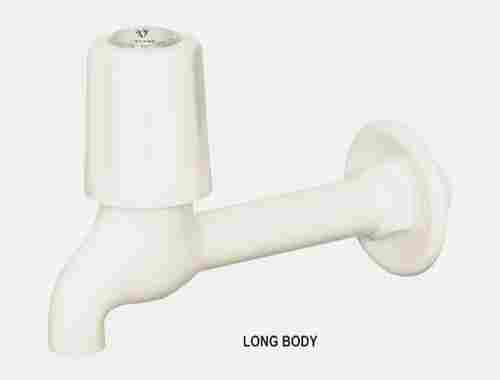 Ruggedly Constructed White Polished Single Hole Long Body PVC Water Tap (15 Mm)