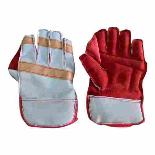 Red And White Color Leather Wicket Keeping Sports Gloves 250 Gm