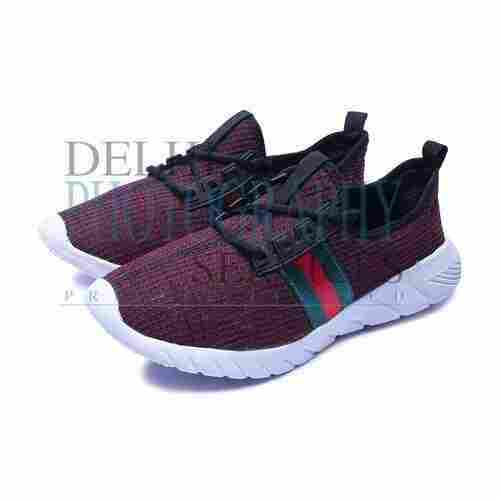 Skin Friendliness Maroon And Black Comfortable Mens Sports Running Shoes
