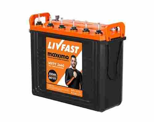 Livefast 12v Tubular Battery For Inverters With 2 Year Warranty, Black & Orange Color