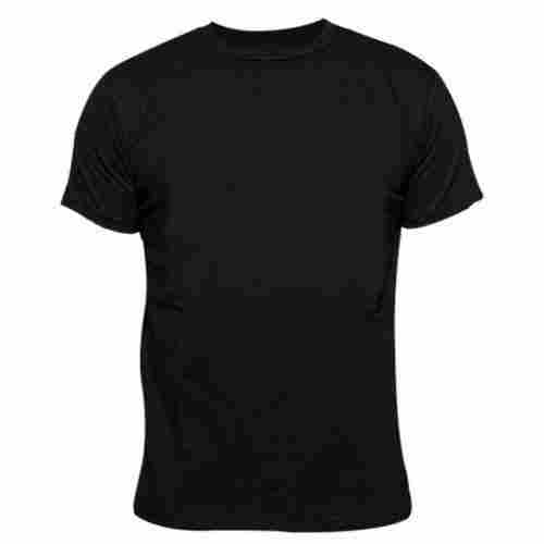 Mens Black Colour Round Neck Solid Plain Half Sleeeves Casual Blank T-Shirt