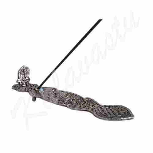 White Metal Ganesha Metal Leaf Incense Holder