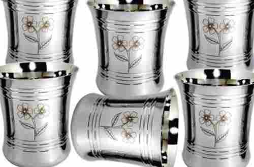 Elegant Floral Design And Corrosion Resistant Silver Stainless Steel Water Glass