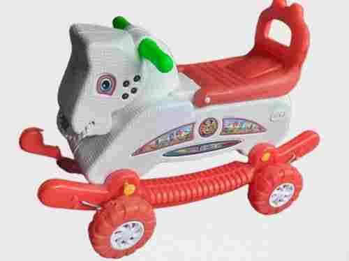 Red And White Heavy-Duty Plastic Lightweighted Rocking Chetak Horse For Kids