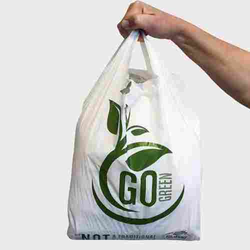 Biodegradable White Printed Compostable Carrier Bags For Grocery Usage