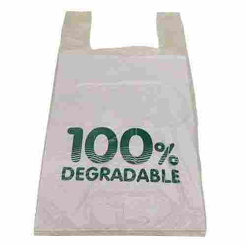 Printed Biodegradable Plastic Carrier Bag In White And Green Color, 20-40 Micron