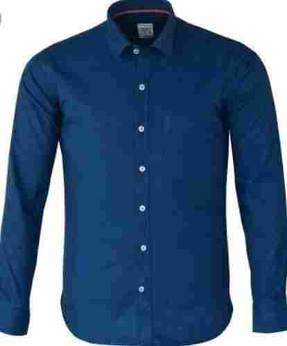 Mens Formal Wear Regular Fit Full Sleeves Blue Plain Pure Cotton Shirt