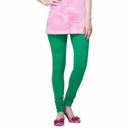 Green Color Pure Cotton Fancy Stretchable Churidar Ladies Leggings
