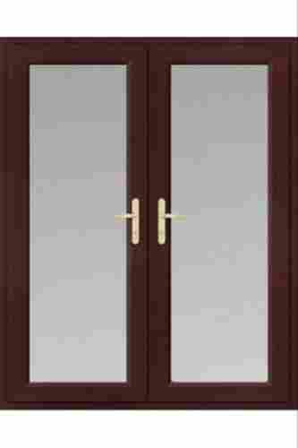 Water & Termite Proof 5mm Brown Colour UPVC French Door With Thoughened Glass