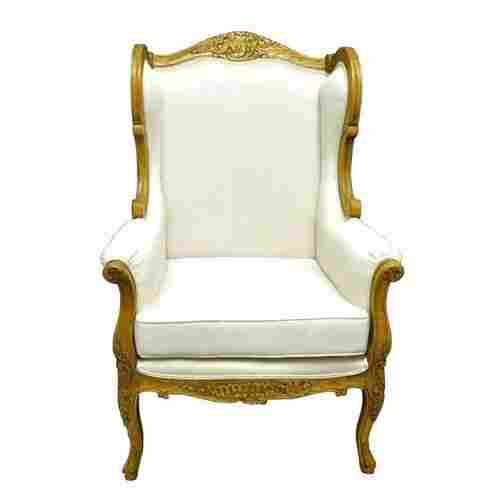 White Color Wooden Royal Beautiful Chair With Arm Rest Supports