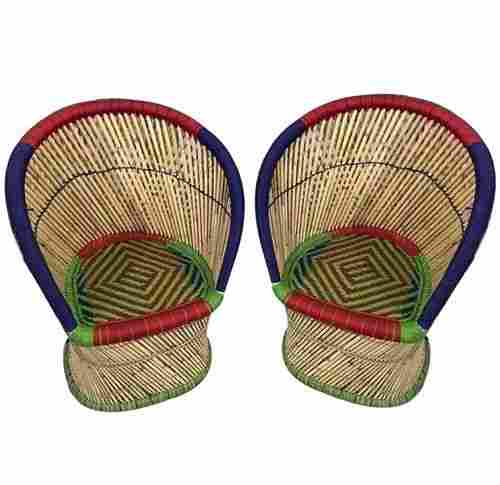 Handicrafted Indoor And Outdoor Mudha Bamboo Chairs, Large Size (Set Of 2)