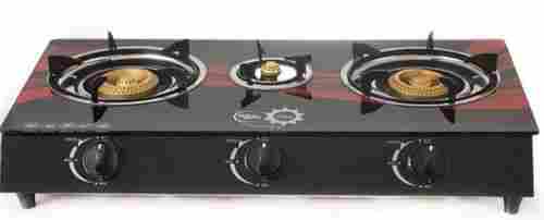 Rectangular Black And Red Color Glass Material Automatic Gas Stove 3 Burners