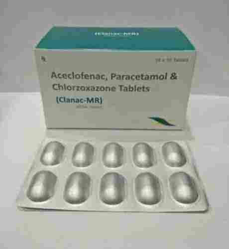 Aceclofenac Paracetamol And Chlorzoxazone Clanac-MR Tablets For Period Torments Joint Bothering And Muscle Throbs