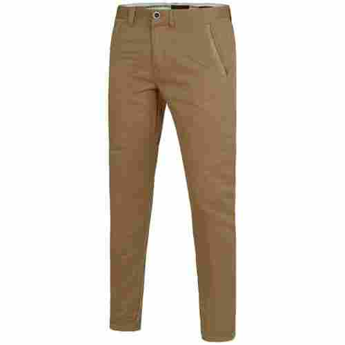 Mens Formal Wear Regular Fit Ankle Length Brown Plain Pure Cotton Pant