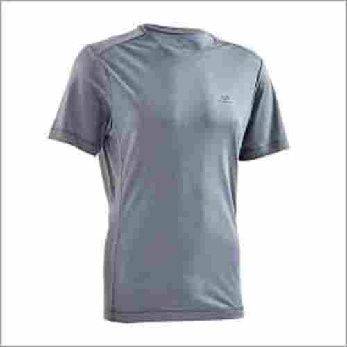 Shrink Resistance Polyester Blend Round Neck Regular Fit Half Sleeve Grey Mens T Shirt