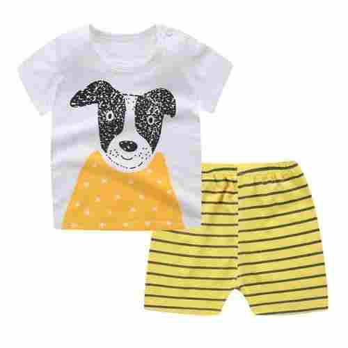 Casual Wear Half Sleeves Cotton Kids Cloths Set With Modern Design And 14 Inch Length