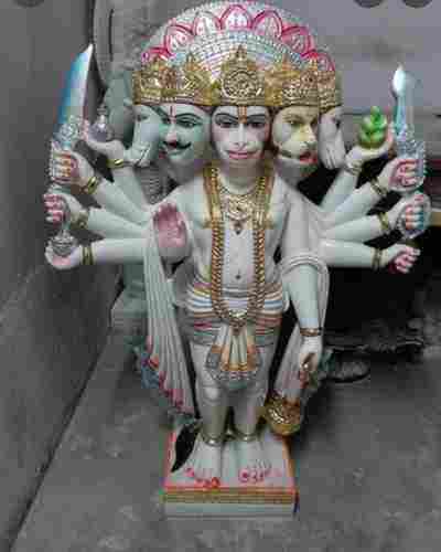 Fine Finish Marble Panchmukhi Hanuman Statue