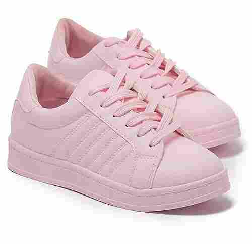 Skin Friendliness Slip Resistance Lace Closure Pink Ladies Fashion Shoes