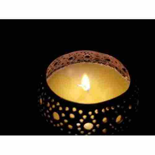 Modern Trendy Stylish Easy to Use Brown Coconut Shell Candle Lamp, 4 Inch