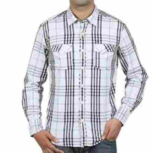 Cotton White Color Men Casual Shirt With Full Sleeve And Collard Neck