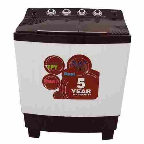 Ruggedly Constructed Plastic Body Maroon And White Semi Automatic Washing Machine