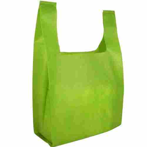 Green Color U Cut Non Woven Carry Bags For Grocery Items With Eco Friendly Fabrics