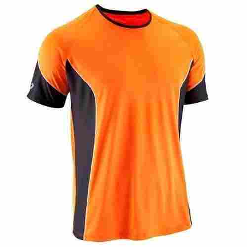 Plain Half Sleeve Round Neck Orange Sports T Shirts for Summer