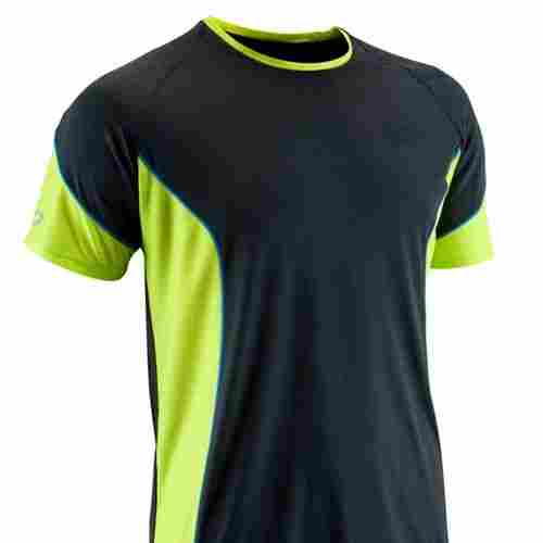 100% Air Cooled Cotton Black And Green Half Sleeve Mens Sports T Shirts