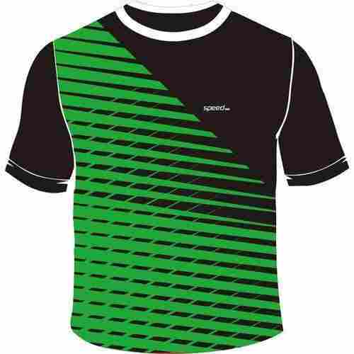 Green And Black Printed Half Sleeve Round Neck Speed Mens Sports T Shirts