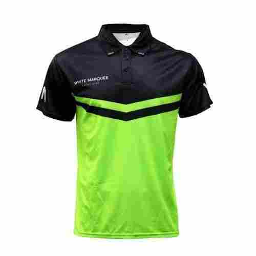 Trendy Lightweight Stylish Green And Black Half Sleeve Collar Neck Mens Sports T Shirts