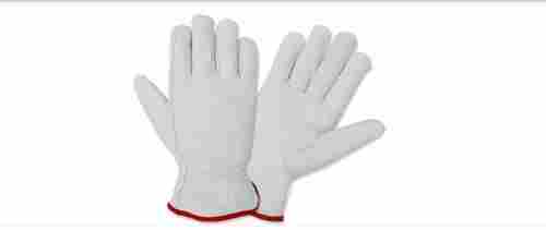 Easy to Use White with Red Color Leather Short Safety Hand Gloves For Industrial