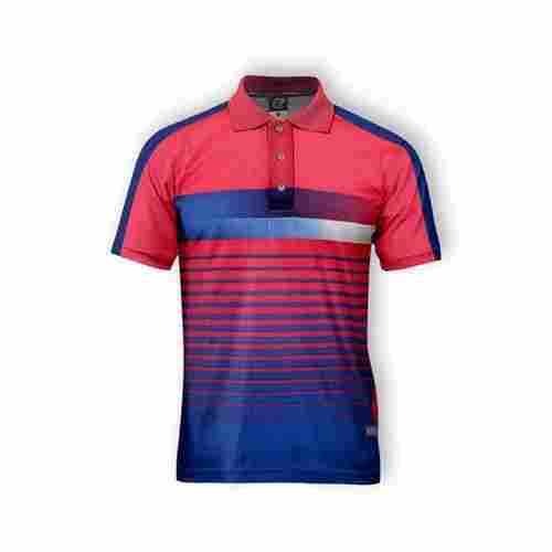 Multi Color Sports Polo T Shirt With Button Closure Printed Pattern Half Sleeves Style For Men