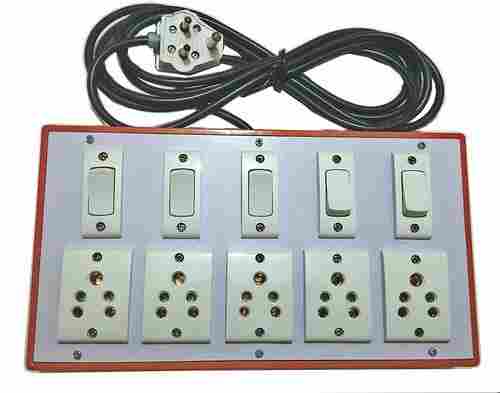 PVC Five Socket Electrical Switch Board With Hard Fiberboard Used (As In Electric Switches) For Insulation