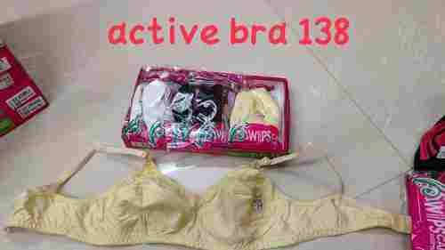  Light Yellow Color Plain Soft And Comfortable Cotton Active Bra For Ladies