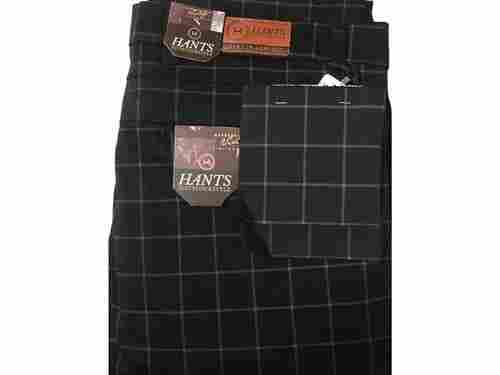 Black Color Cotton Fabric Check Formal Trouser For Men With 30 To 36 Waist Size
