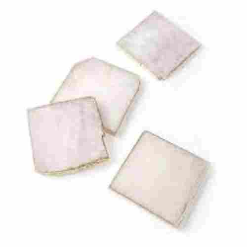 Square Shape Rose Quartz Stone Coasters With Golden Edge For Home Decoration