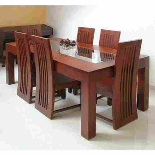 Brown Wooden Dining Table Without Armrest With Backrest For Home