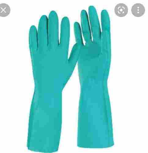 Cotton Flock Lined Nitrile Green Hand Gloves For Oil And Petrochemical Industry