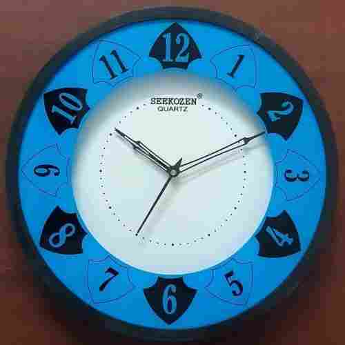 Light Weight Attractive Design Round Blank and Blue Color Glass Printed Wall Clock