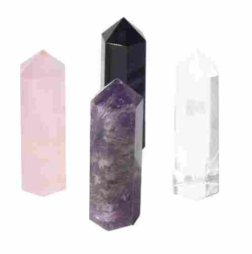 Natural Multicolor Pencil Shaped Polished Agate Crystal Stone Tower, For Healing