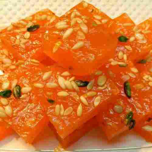 Orange Colour Healthy Badam Halwa With 1 Day Shelf Life And Sweet Taste