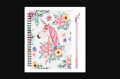 White Unicorn Printed Kids Diary For Note Paper A5 Size with Decorative Cover