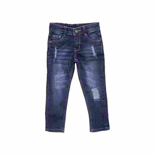 Boys Dark Blue Jeans Pants With Button Type Closure for Casual Wear