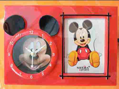 Red Color Wall Clock Silent Non-Ticking Battery Operated Decorative Photoframe Clock