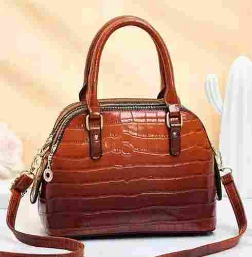 Women Latest Stylish Brown Leather Hand Bag For Shopping, Travel And Business